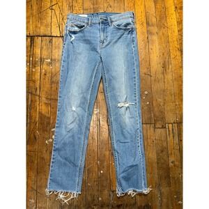 Gap Straight Jeans Womens Size 4x27 Blue‎ Denim Vintage Slim Mid Rise Frayed Hem